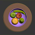 Fresh Colorful Fruits Placed in Pink Bowl on Brown Round Table