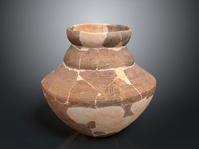 Traditional Ancient Pottery Sculpture Featuring Detailed Carved Patterns And Cracked Texture 3d model