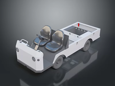 White Open Top Bus With Two Seats And Exterior Design Details 3d model