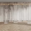 Elegant Modern Blinds With Bamboo Leaf Pattern And Wooden Lattice Sides On Herringbone Wood Flooring