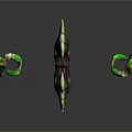 Green and Yellow Plant Inspired Weapon with Decorative 3D Model Leaf Like Structure
