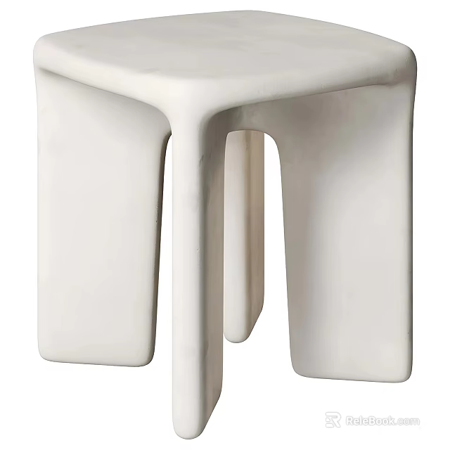 Modern Minimalist Tea Chair With Sleek White Surface And Unique Organic Leg Design 3d model 