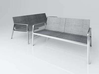 Modern Public Chairs With Gray Woven Texture And Metal Frames Design 3d model