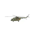 Olive Green Military Transport Helicopter With Multiple Round Windows And Landing Gear