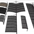Outdoor Sunshade Structures With Grid Frames And Various Size Components 3d model