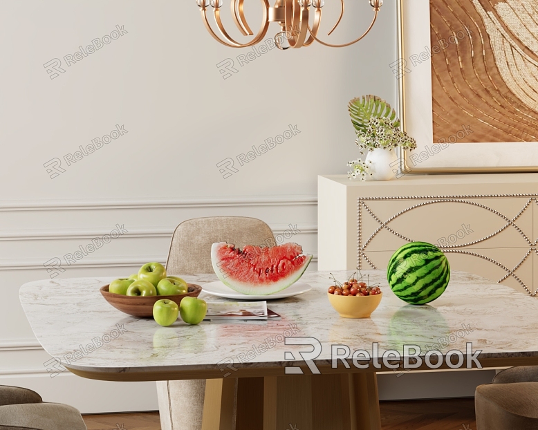 Modern Fruit Fruit Ornaments Apple Watermelon Cherry model