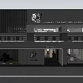 Modern Black Storefront Facade Design With Grille Signage And Plants Entrance