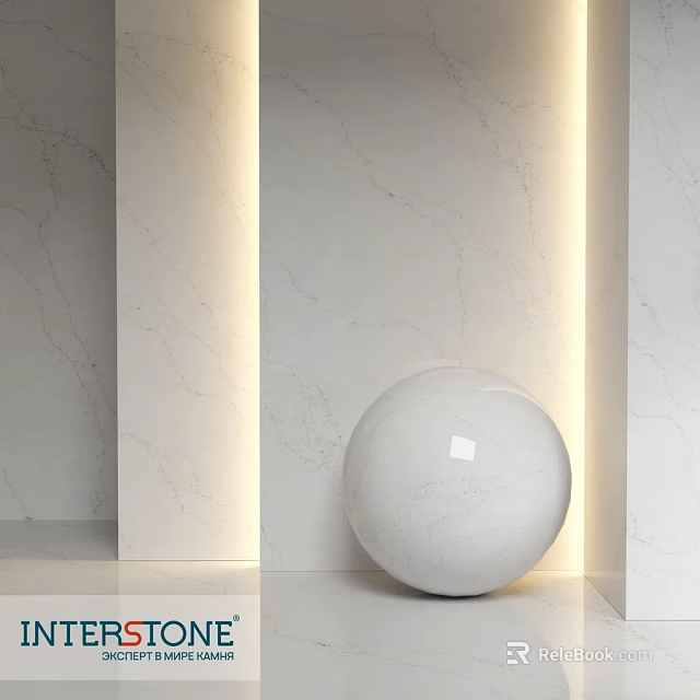 Elegant White Spherical Component On Marble Wall With Soft Lighting 3d model 