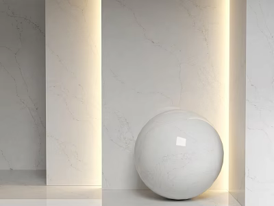 Elegant White Spherical Component On Marble Wall With Soft Lighting 3d model