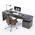Modern Office Desk With Monitor Keyboard Mouse Desk Lamp And Office Chair