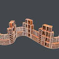 Modern Wooden Bookcase With Unique Curved Design And Multiple Tiered Shelves