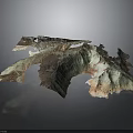 Geological Rock Formation Model With Textured Surface Natural Layers And Gray Brown Tones