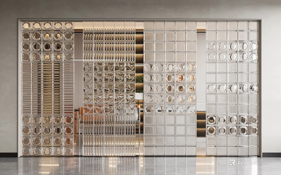 Stylish Modern Room Dividers Featuring Geometric Cutouts And Transparent Panels For Interior Space Separation 3d model 