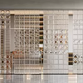 Modern partition carved glass partition combination 3d model