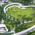 Scenic Park Landscape With Winding Paths Lush Green Lawns And Trees
