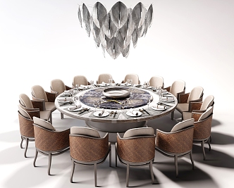 Light Luxury Dining Table and Chair 3d model