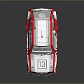 Red and White Renault Rally Car with Number 13 Racing Design and Alloy Wheels