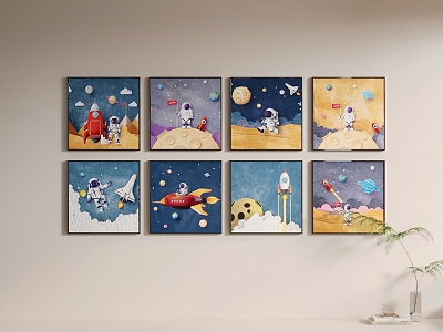 Boy Room Astronaut Hanging Picture 3d model