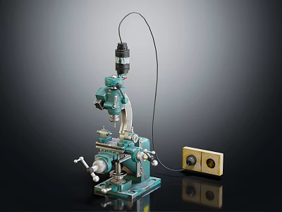 Sturdy Industrial Style Green Metal Workbench With Mechanical Adjustment Components 3d model