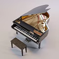 Classic Black Grand Piano With Stool On Light Background For Musical Instrument Showcase