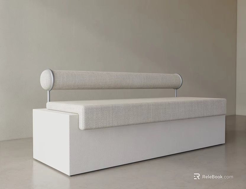 Modern Light Colored Sofa With Upholstered Fabric And Sleek Design Structure 3d model 