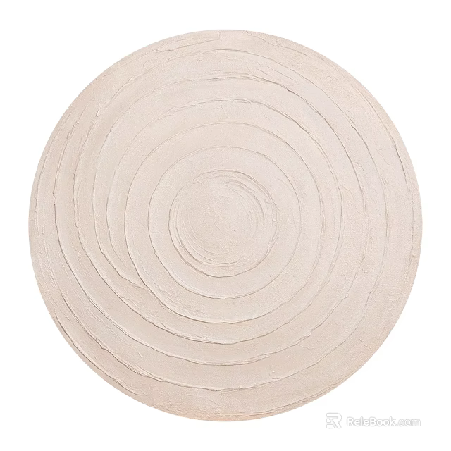 Round Beige Wall Decor With Concentric Circle Texture Handcrafted Minimalist Design For Home 3d model 