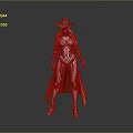 Sci Fi Female Robot Wearing Orange Hat Long Coat And Mechanical Body