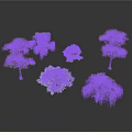Various Types of Green and White Trees with Diverse Shapes on Grey Background