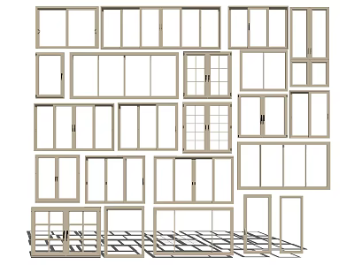 Various Window Frame Designs in Different Sizes for Home Renovation Projects 3d model