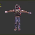 Brave Tactical Character With Helmet Vest Gloves Fighting Fierce Monster Creature In Battle
