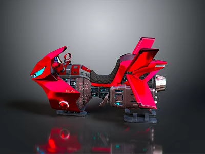 Futuristic Red Space Aerial Vehicle with Cockpit Thrusters and Tech Design for Cosmic Exploration 3d model
