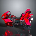 Futuristic Red Space Aerial Vehicle with Cockpit Thrusters and Tech Design for Cosmic Exploration
