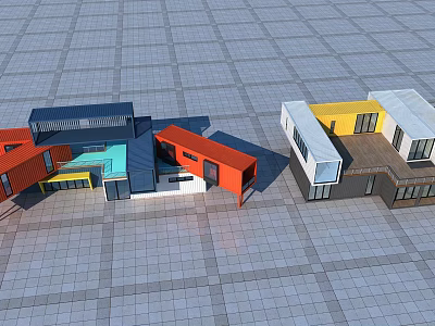 Colorful Modular Container Building Design With Red Blue Yellow And White Units 3d model