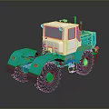 Turquoise And White Toy Tractor Model With Large Wheels Detailed Design