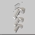 Modern Geometric Floating Staircase With Abstract Minimalist 3D White Design Elements 3d model
