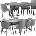 Modern Grey Upholstered Dining Table And Chairs Set With Sturdy Wood Legs