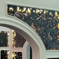 Elegant Archway Design With Carved Black Panels White Frames And Ambient Lighting