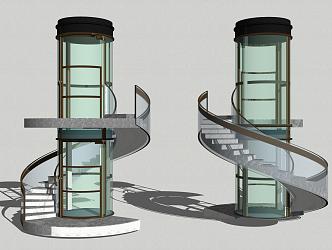 Modern Elevator Rotating Sightseeing Elevator 3d model