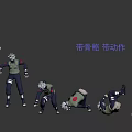 Animated Game and Movie Characters in Various Action Poses with Ninja Headbands