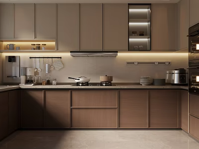 Modern Kitchen Interior With Light Wood Cabinets And Stainless Steel Appliances 3d model