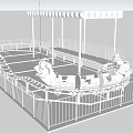 Colorful Canopy Green Caterpillar Shaped Amusement Ride With Yellow Track And White Fence