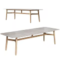 Modern Minimalist Dining Table With Natural Wooden Legs And Smooth Rectangular Surface 3d model
