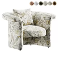 Stylish Accent Chair with Floral and Bird Print Upholstery and Matching Pillow