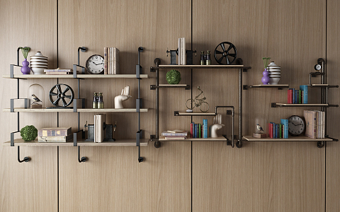 Industrial LOFT Wall Shelf Hanging Cabinet Hangers Book Accessories 3d model