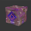 Colorful Metallic Cube Structure With Holographic Finish And Blue Diamond Design