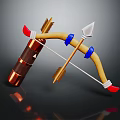 Wooden Bow And Arrow With Blue Accents Red Tips As Decorative Household Item