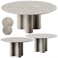 Round Concrete Dining Table With Minimalist Cylindrical Base Design And Smooth Surface 3d model