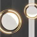 Illuminated Round Gold Wall Decor With Dark And White Striped Background 3d model
