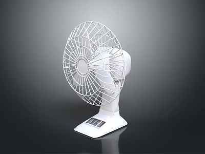 Modern White Tabletop Electric Fan With Solar Panel And Efficient Design 3d model