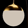 Modern Golden Floor Lamp With White Spherical Shade And Sleek Design